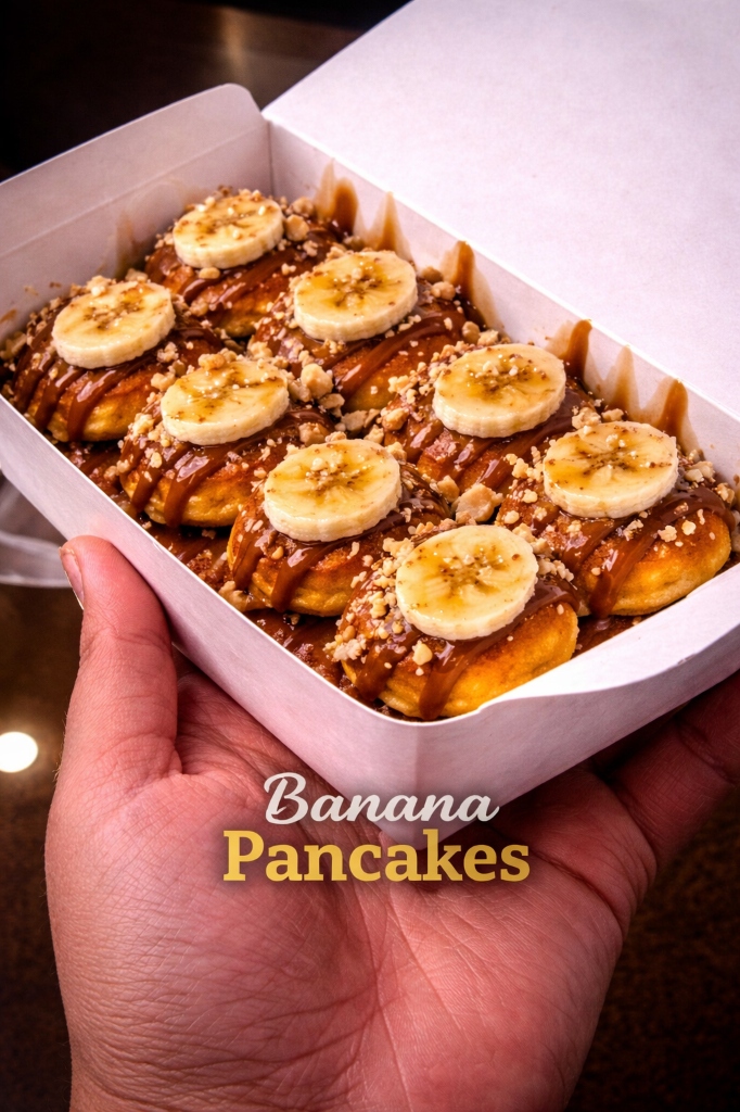 Banana Pancakes Special - caramelized golden banana slices with toffee sauce - new arrival