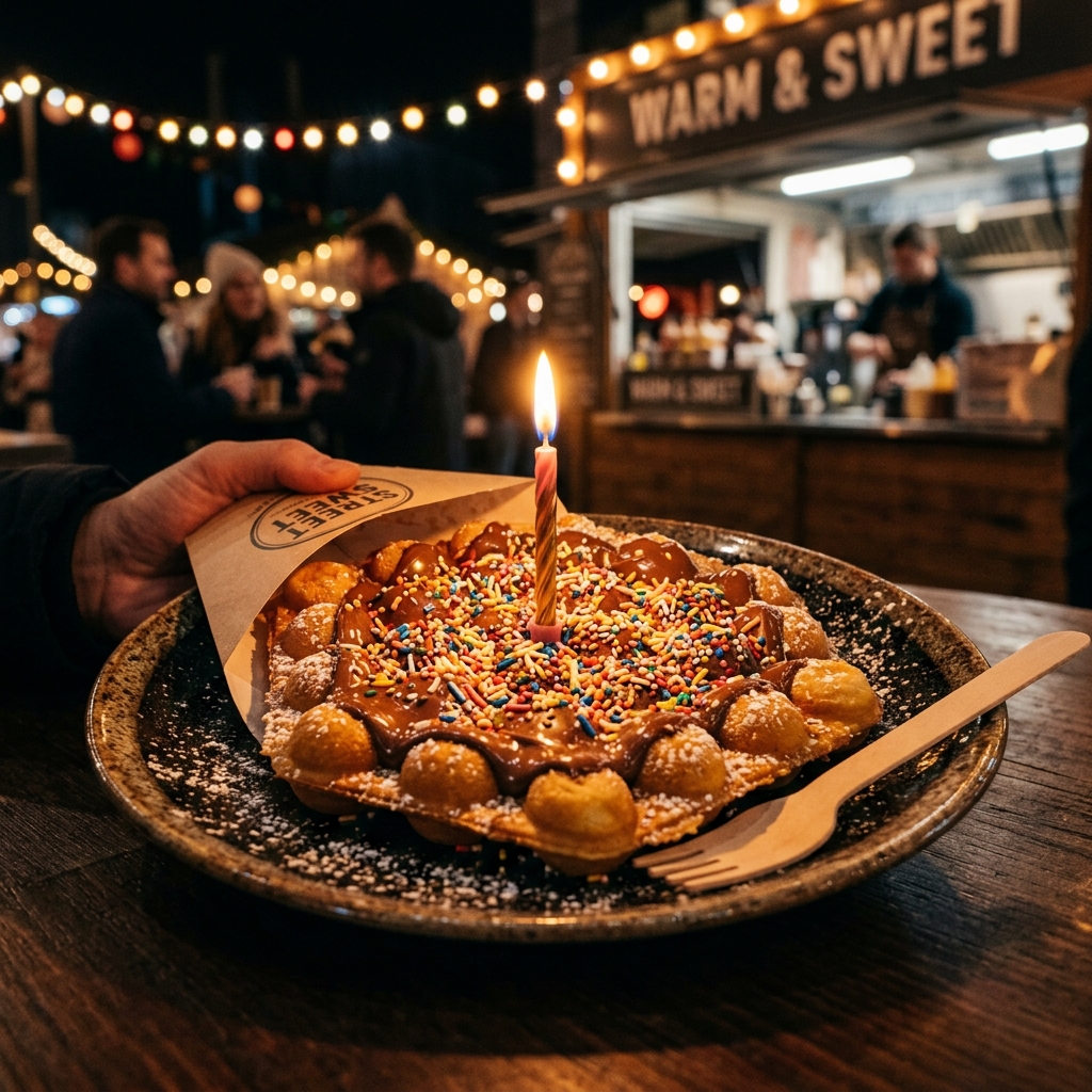 Taste & Craviing Birthday Waffle with candle